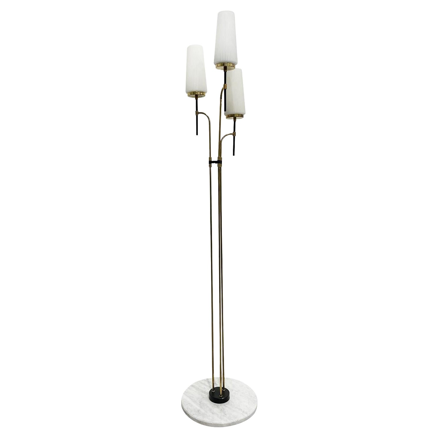 20th Century Italian Frosted Opaline Glass Floor Lamp Attributed to Stilnovo