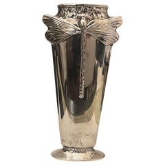 Wonderful Christofle France Art Nouveau Libellule Silver Plate Dragon Fly Vase