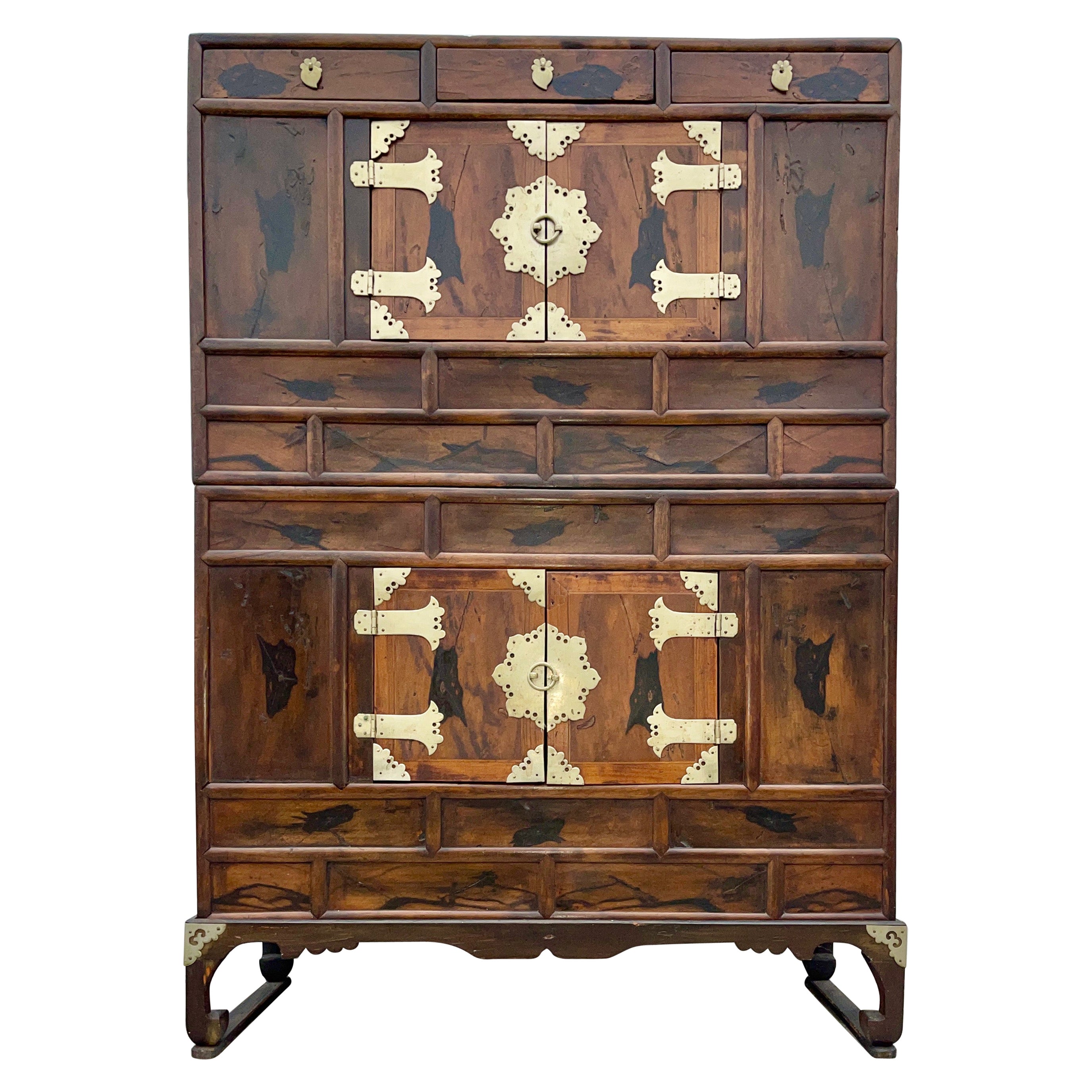 Korean Tansu Chest on Chest on Stand For Sale at 1stDibs