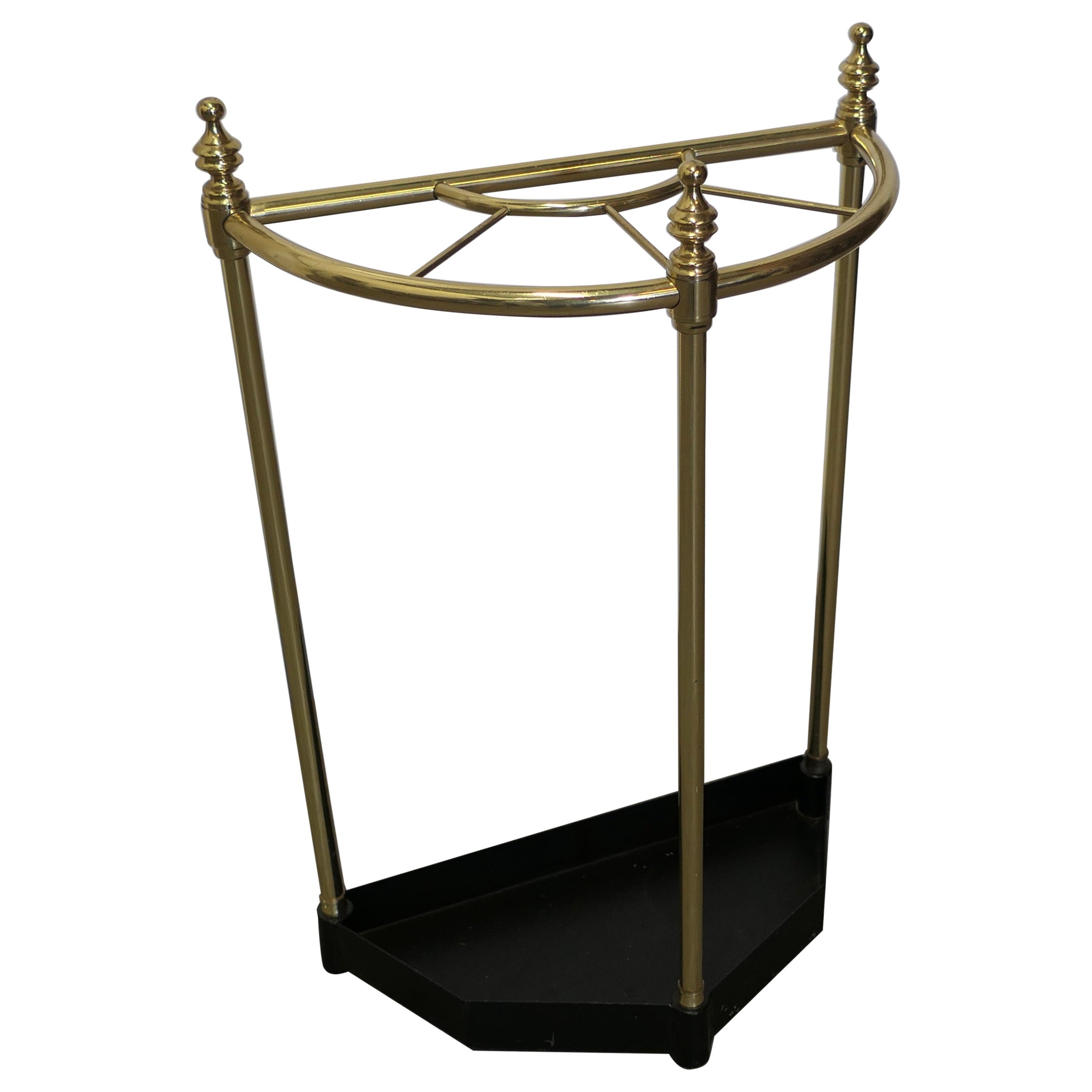 Half Round Brass & Iron Stick Stand or Umbrella Stand   For Sale