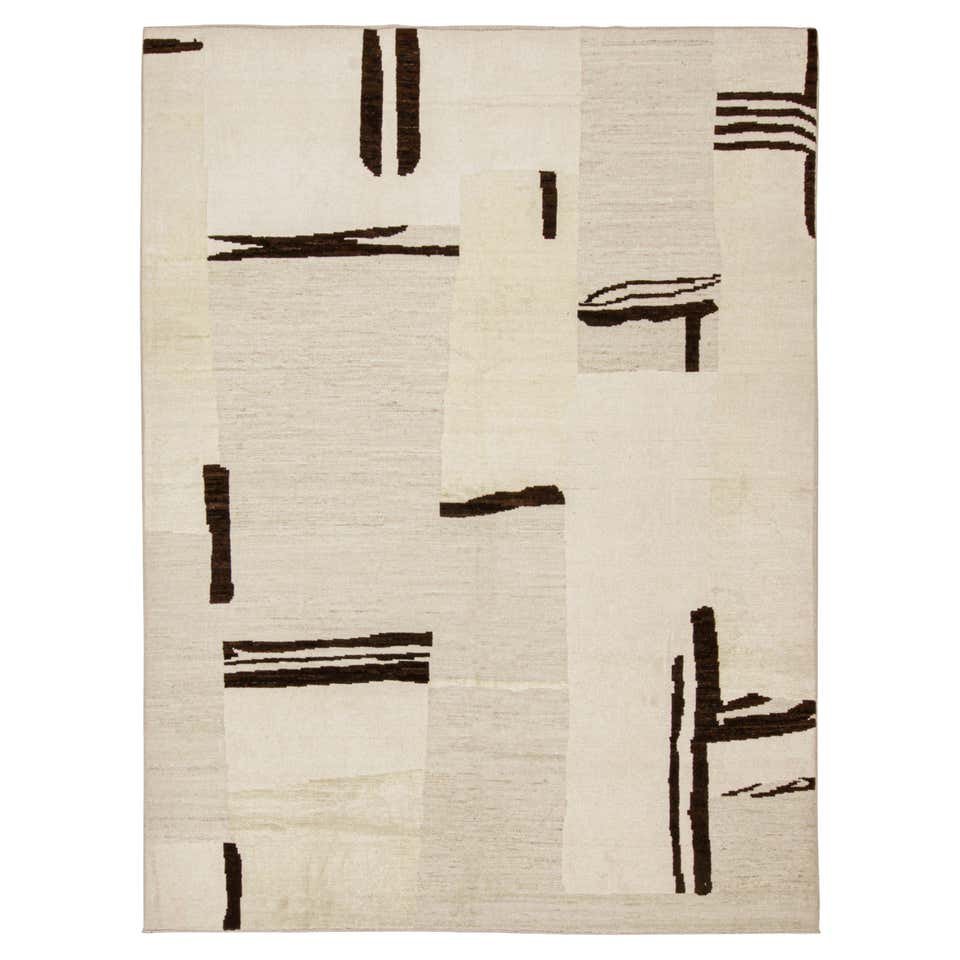 Rug and Kilim’s Contemporary Abstract Rug in Beige with Brown Geometric ...