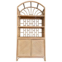 Boho Chic Pencil Reed Arch Top Etagere with Lower Cabinet