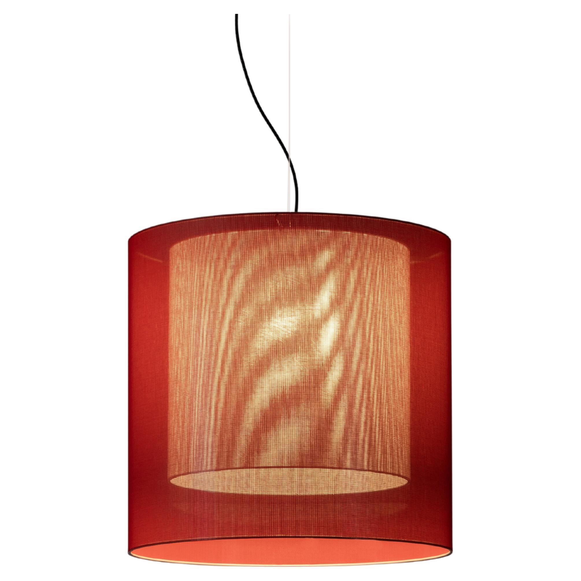 Red and White Moaré Lm Pendant Lamp by Antoni Arola
