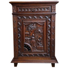 Antique French Carved Oak Cabinet Breton Brittany Drinks Sideboard Table
