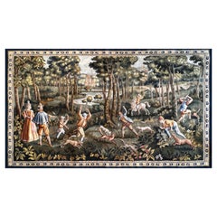 Vintage 19th Century Aubusson Tapestry Hunting Scene, N° 1205