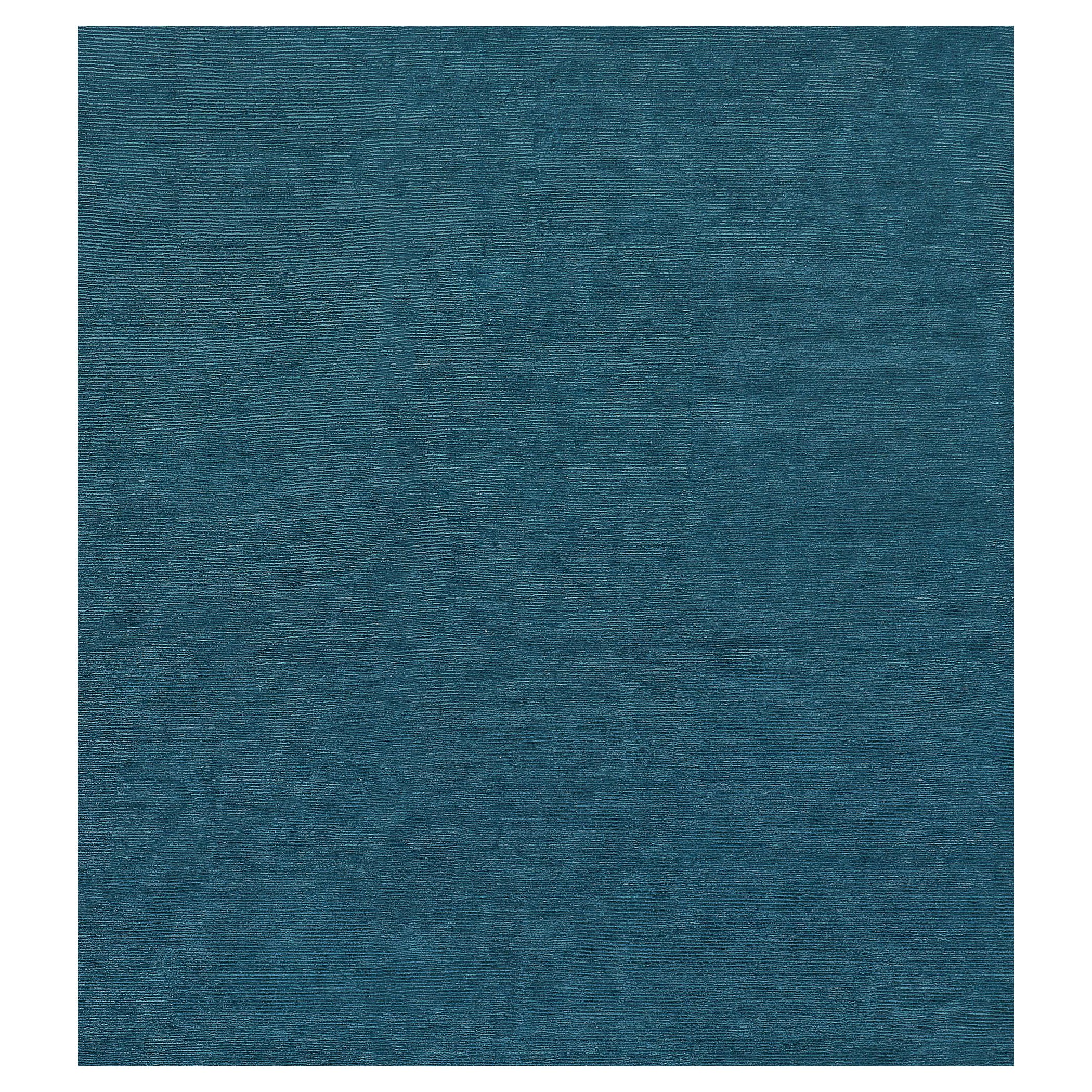 Contemporary Textured Wool Dark Teal Rug For Sale