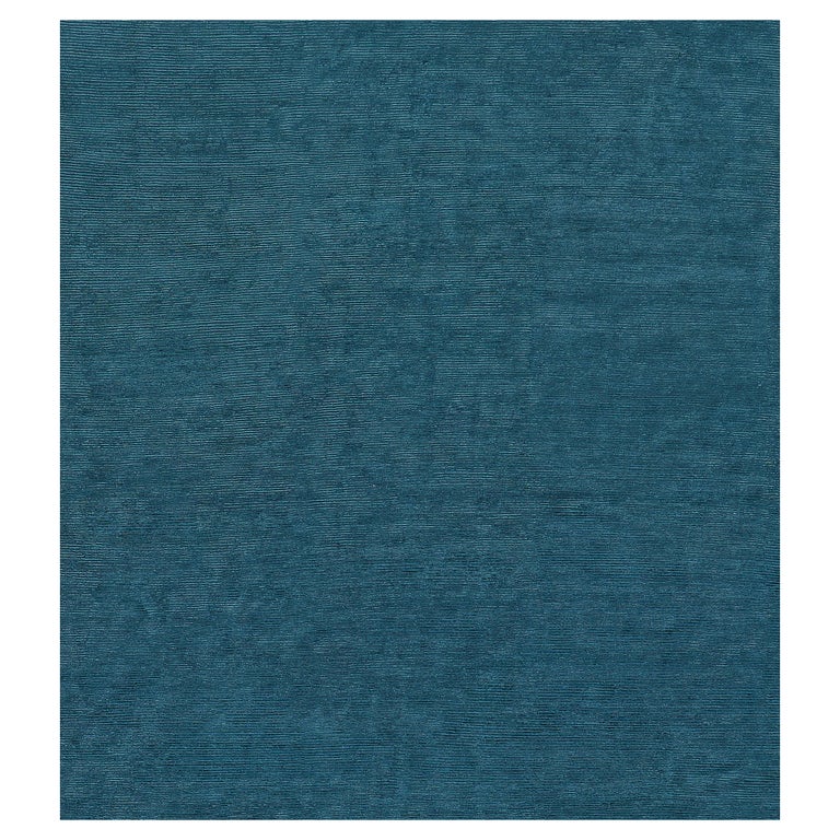 Contemporary Textured Wool Dark Teal Rug For Sale at 1stDibs