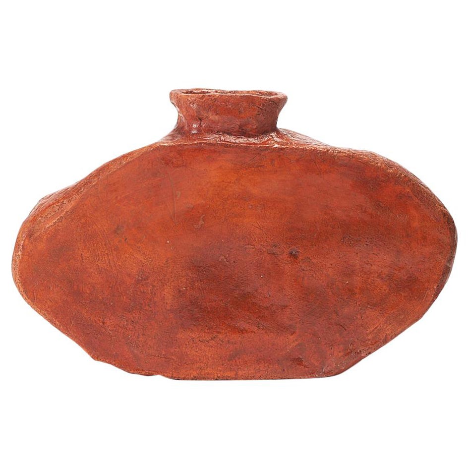 Contemporary Hand-sculpted Plain Ruby Red Ceramic Vase by Willem Van Hooff
