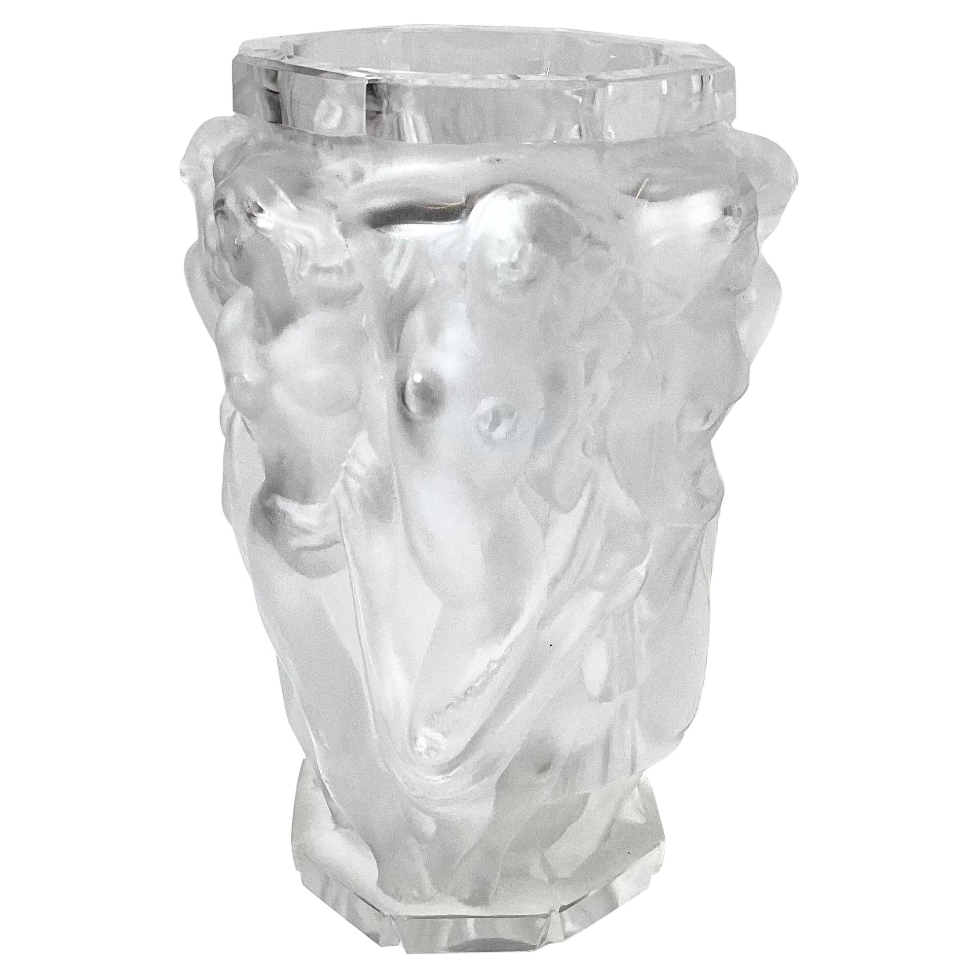 Rene Lalique Bacchantes Vase, Dancing Nudes 1930s For Sale