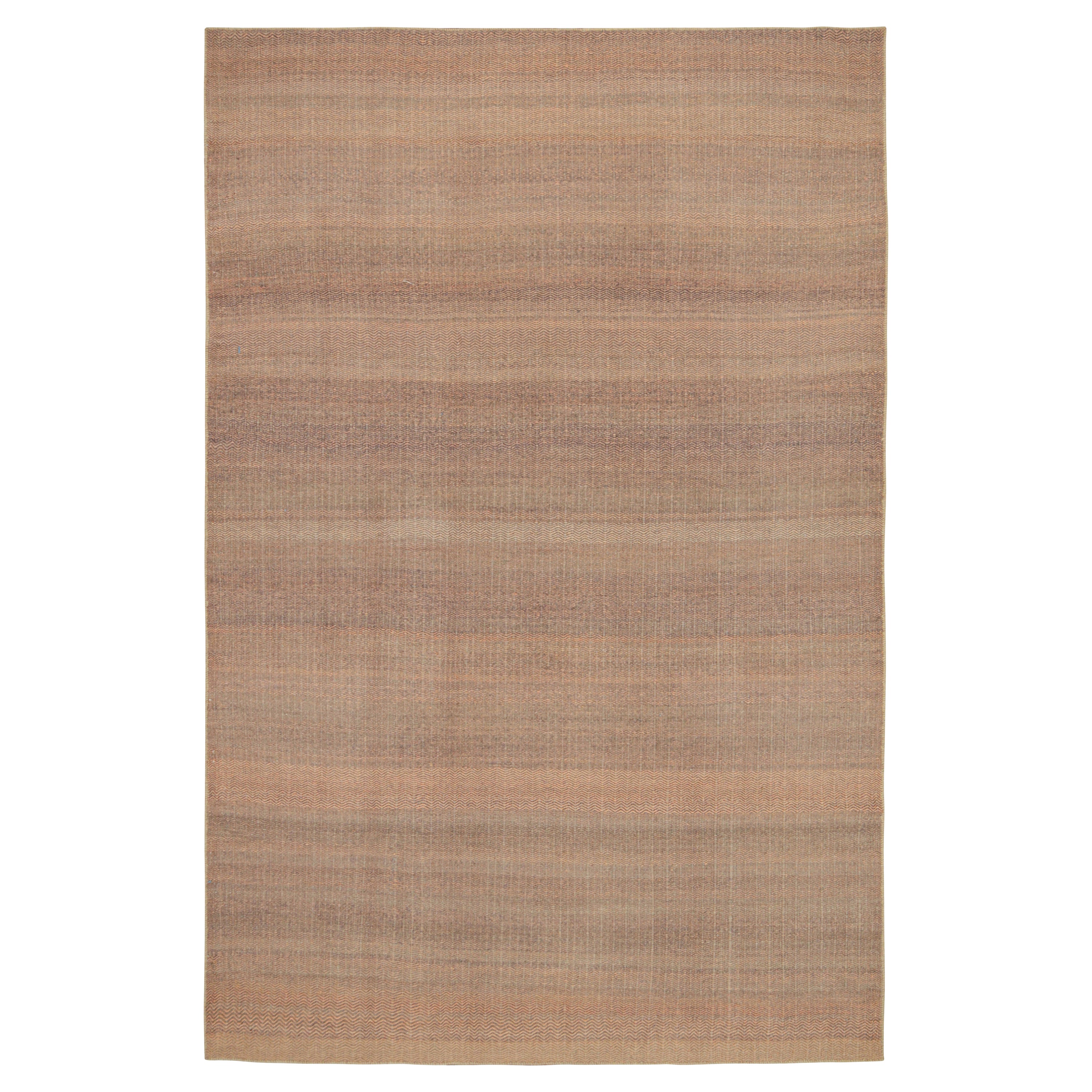 Rug & Kilim’s Contemporary Kilim Rug in Peach and Greige Chevrons For Sale