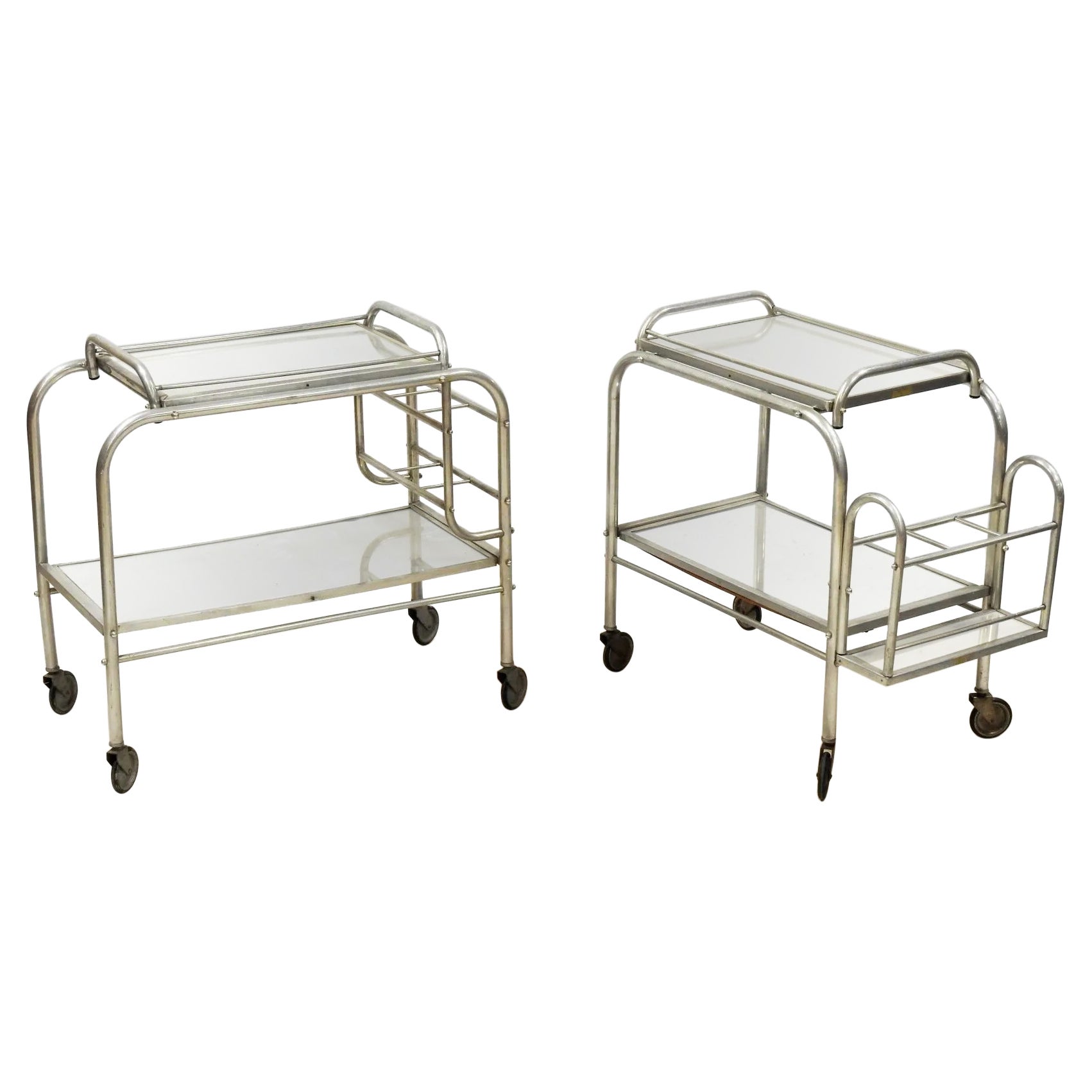 Jacques Adnet 'in the Style of' with 2 Trolleys That Can Make Pair, circa 1930 For Sale