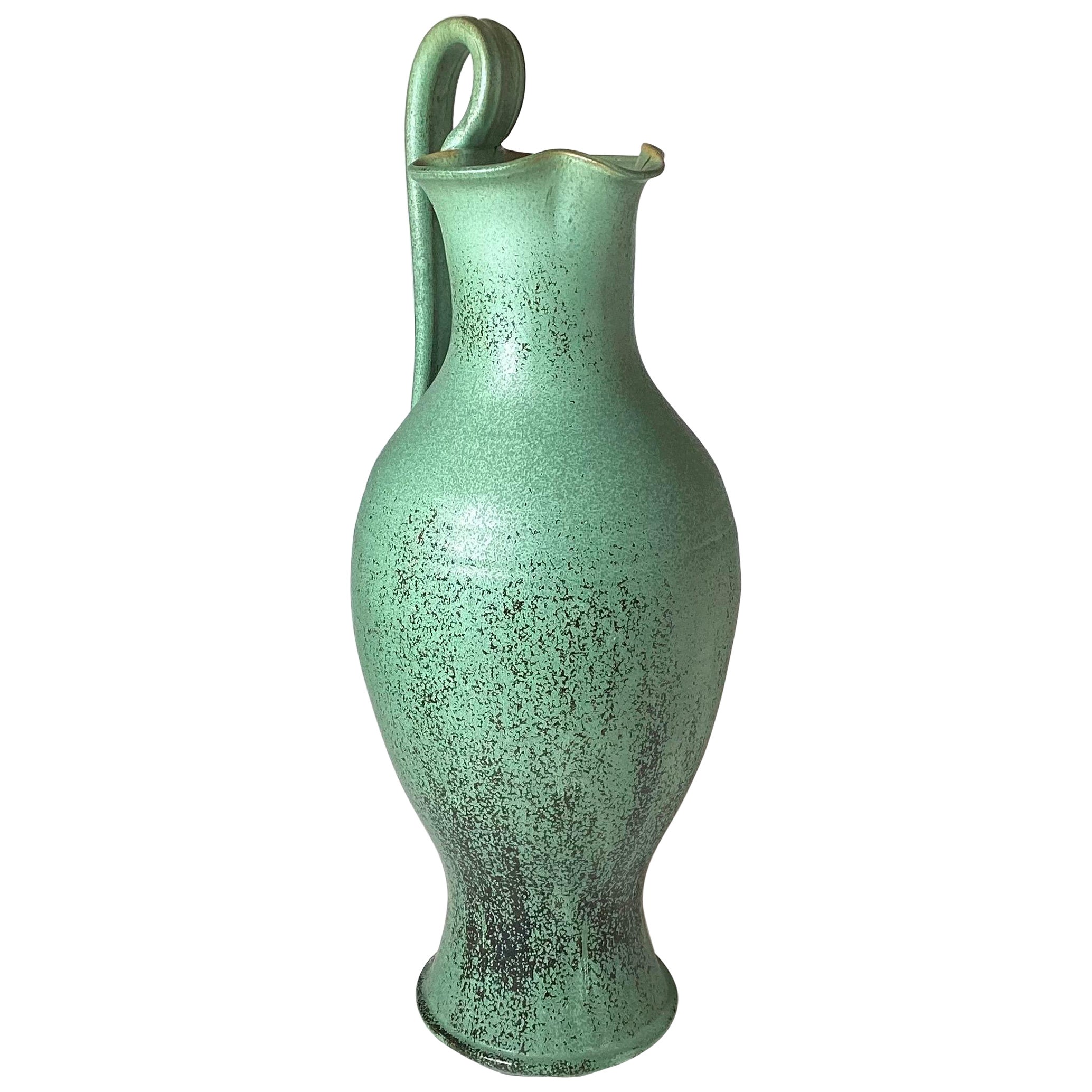 Early 20th Century Greek Style Green Ewer Pitcher For Sale