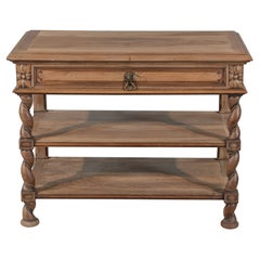 Consola Desserte Blanqueada Estilo Henri II Francés Siglo XIX