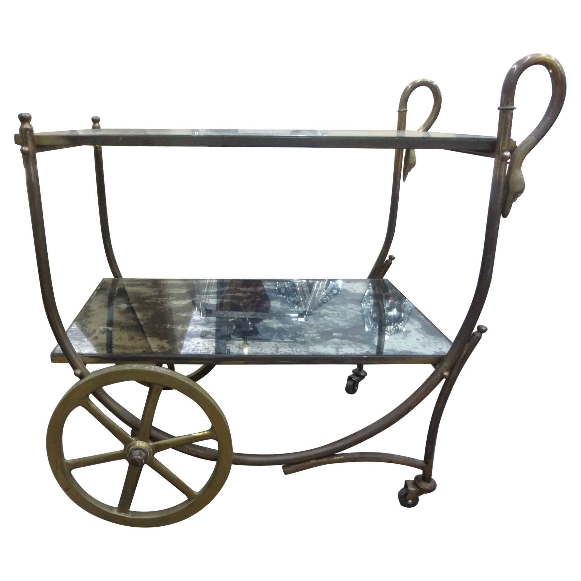 Chariot de bar en bronze de style néoclassique attribué à la Maison Jansen en vente