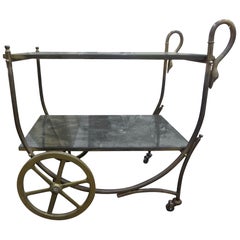 Carrito de bar de bronce de estilo neoclásico francés atribuido a la Maison Jansen
