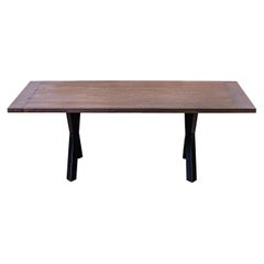 100% Hand Crafted Solid Teak Dining Table with Metal Legs