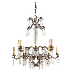Northern Italian Rococo Style Gilded Metal & Glass 12-Light Chandelier 19th Cent