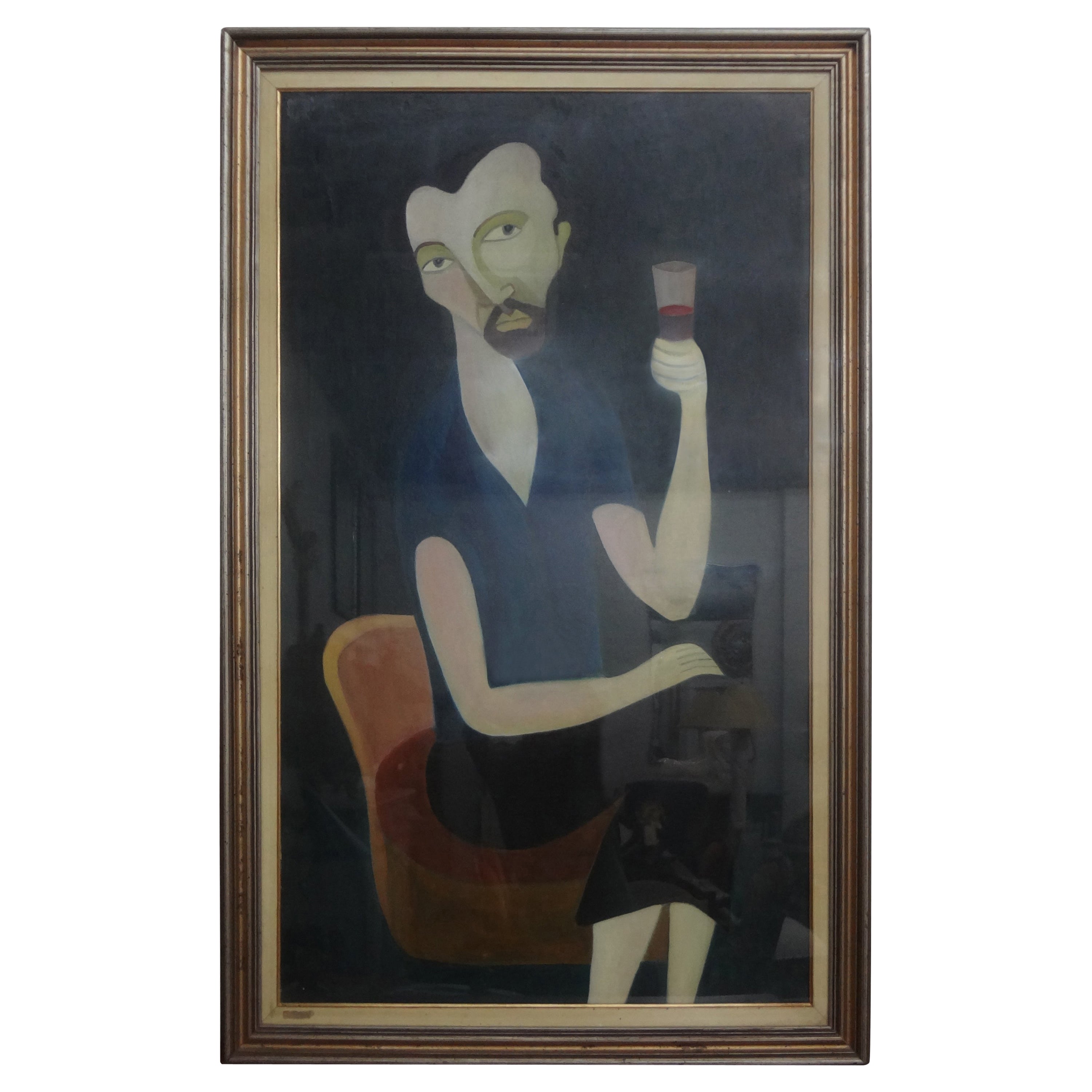Pintura al óleo surrealista italiana sobre lienzo según Modigliani