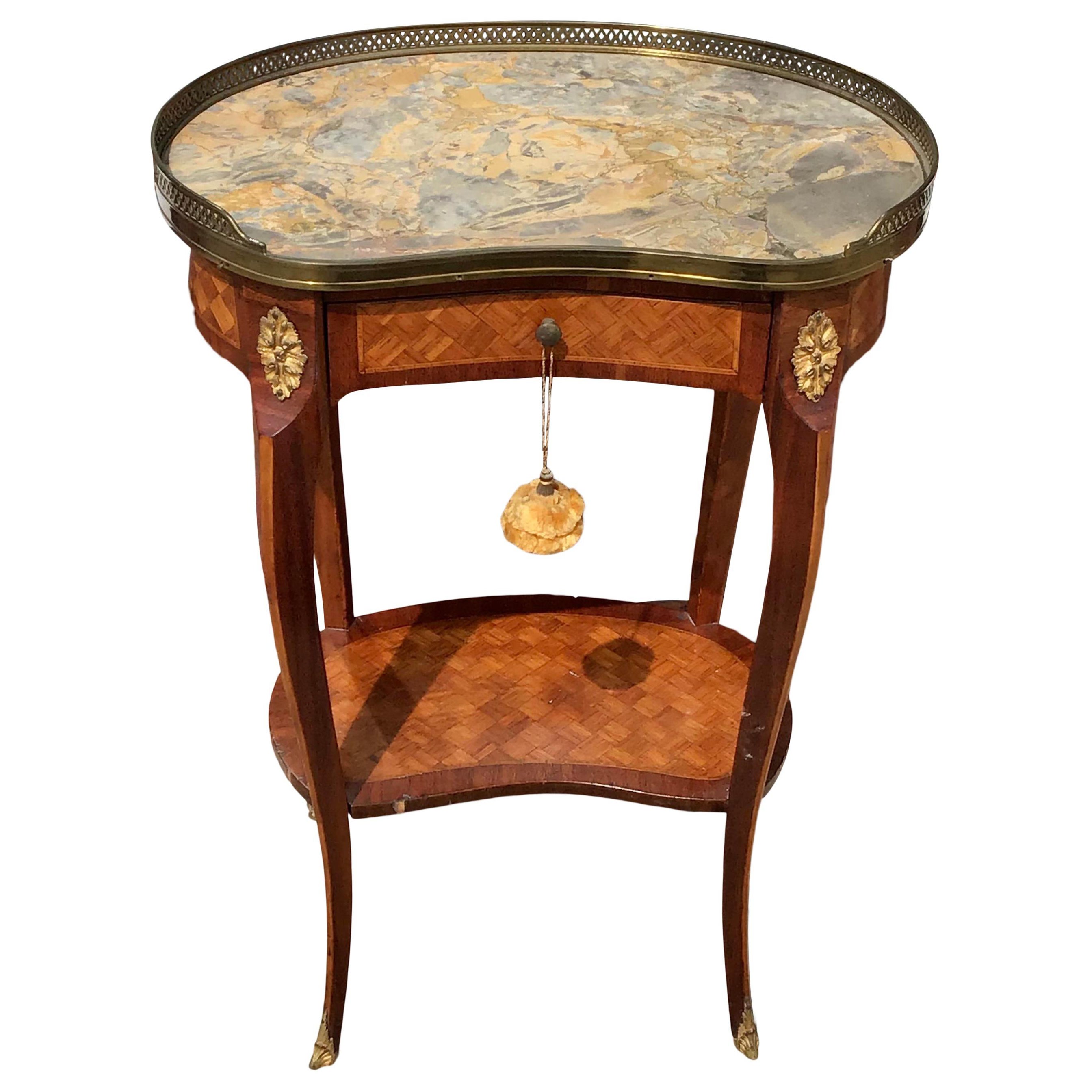 Classic French Transition Marble Top Side Table For Sale