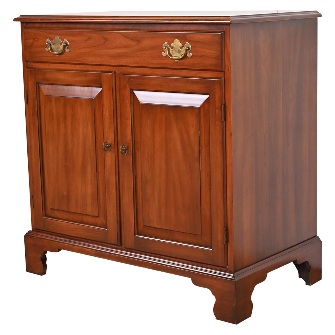 Henkel Harris American Colonial Cherry Wood Server or Bar Cabinet, Restored For Sale