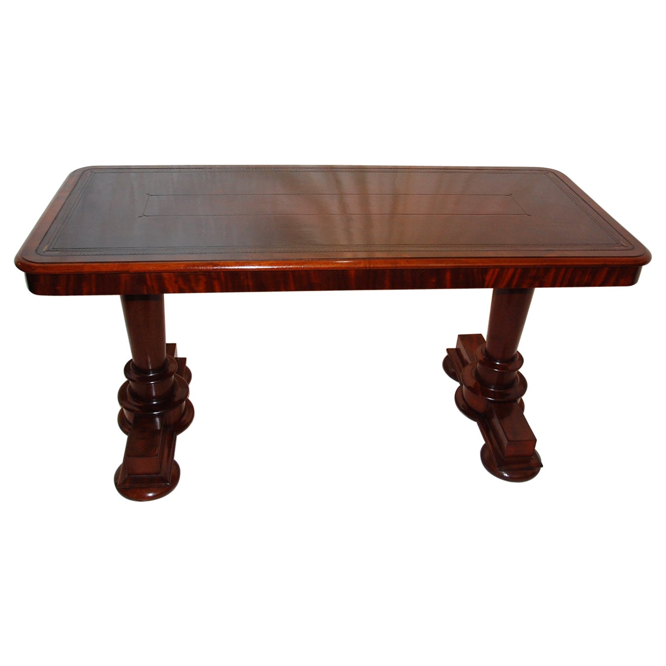 English Mid-19th Century Mahogany Writing, Library or Sofa Table Pedestal Ends