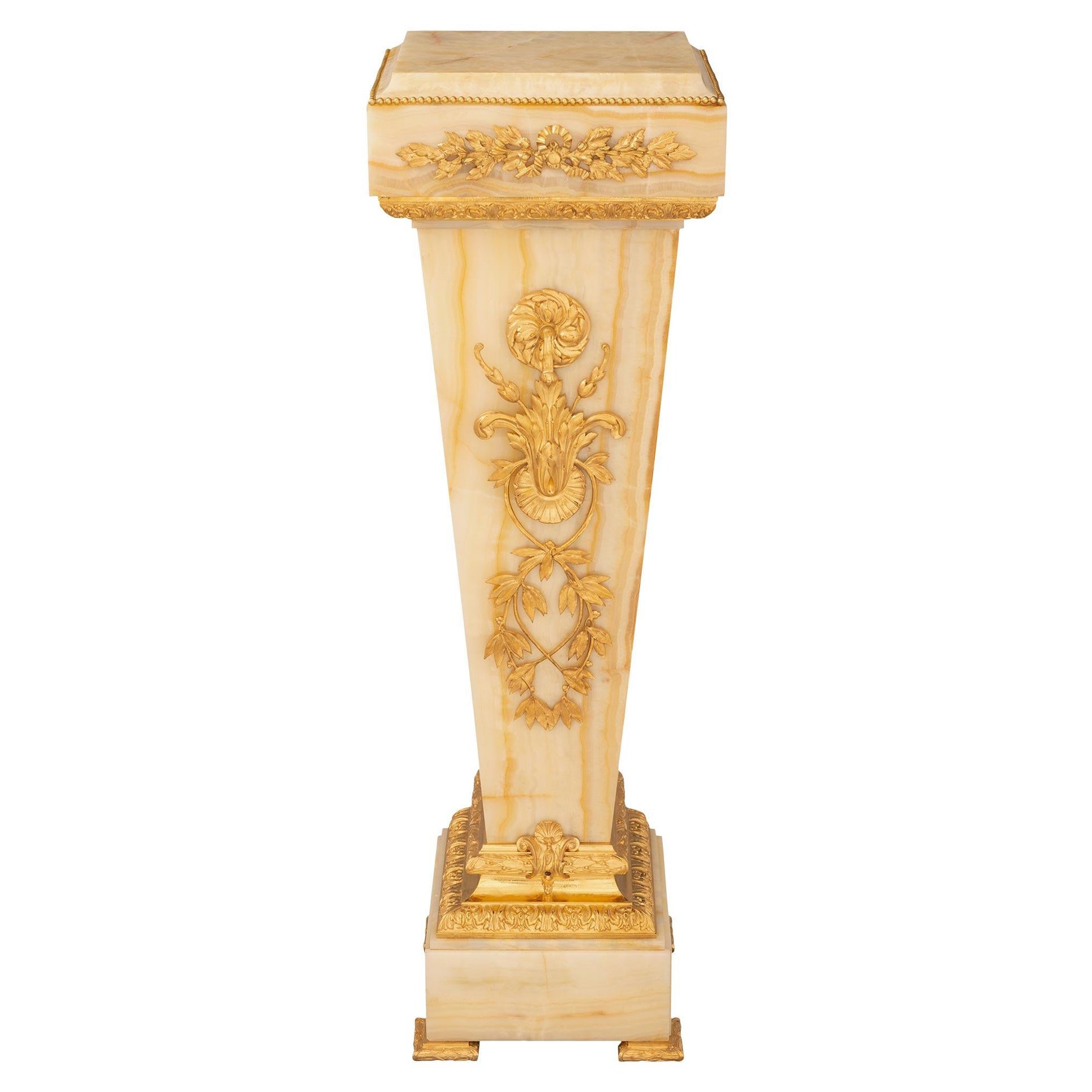 French 19th Century Louis XVI St. Onyx and Ormolu Pedestal Column For Sale