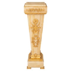Antique French 19th Century Louis XVI St. Onyx and Ormolu Pedestal Column