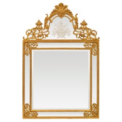 Antique French Mid-19th Century Regence St. Double Framed Giltwood Mirror