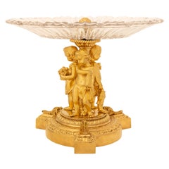 Centre de table en bronze doré et cristal de Baccarat d'époque Belle Époque du XIXe siècle