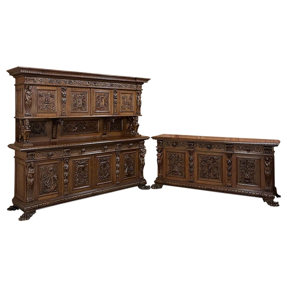 Antique Italian Renaissance Two-Piece Bar, Counter in Walnut For Sale
