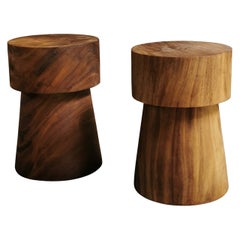 Potro Stool, Contemporary Mexican Solid Parota Tropical Wood Stool