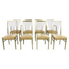Brass and Lucite Dining Chairs by Belgochrom, 1970s, Set of 8