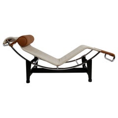 Lc4 Chaise Lounge Canvas & Leather, Charlotte Perriand & Le Corbusier, Cassina