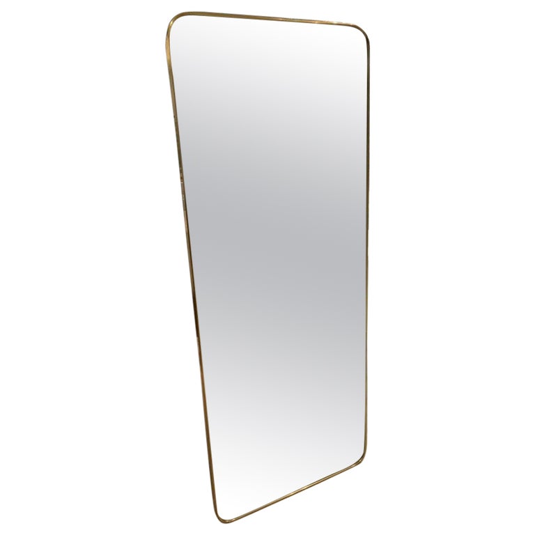 Handsome Midcentury Italian Full Length Brass Mirror For Sale at 1stDibs