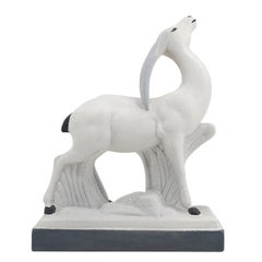 Charles Lemanceau French Art Deco Ceramic Antelope, 1930s
