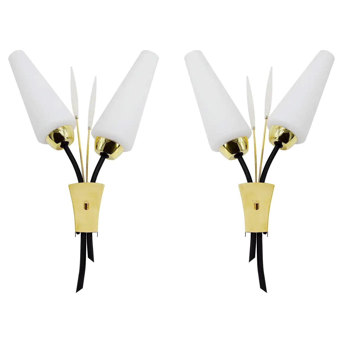 Lunel French Midcentury Wall Lights, Pair, 1950s