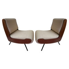 Mid-Century Pair of 836 Wood Armchairs by Gianfranco Frattini, Italy, 1950s
