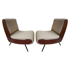 Mid-Century Pair of 836 Wood Armchairs by Gianfranco Frattini, Italy, 1950s