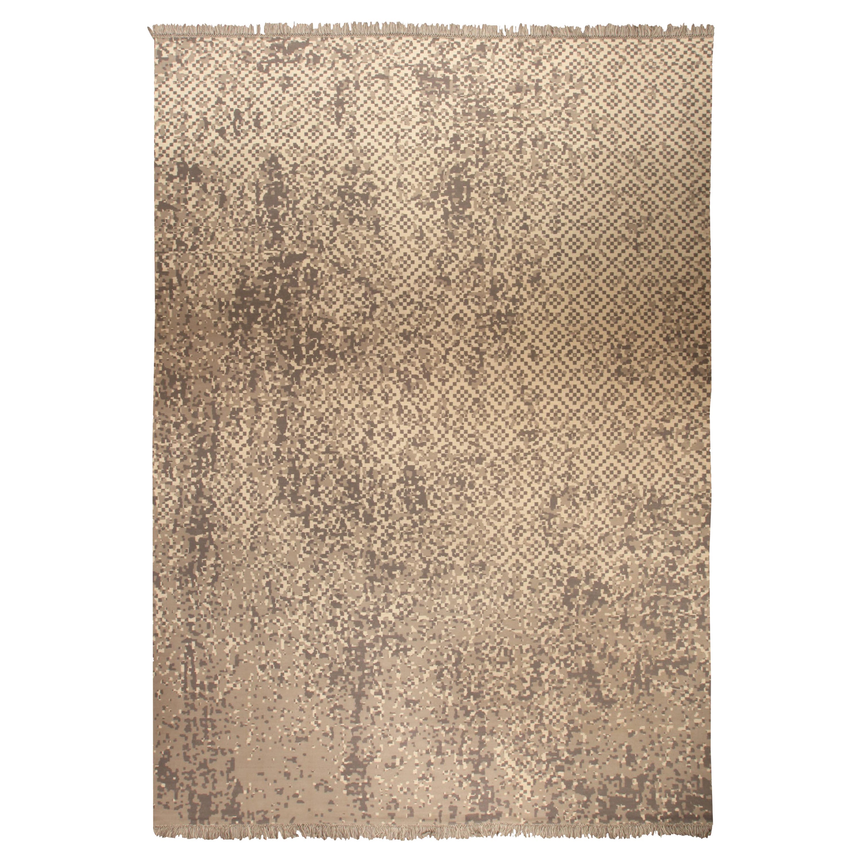 Zeitgenössischer Petra Design Beige- und Brauner handgefertigter Wollteppich von Doris Leslie Blau