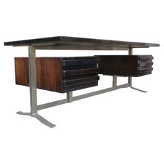 Large Executive Desk in Rosewood and Lacquered Wood, Gianni Moscatelli