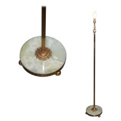 Lovely Midcentury Brass Floor Lamp with Onyx Base