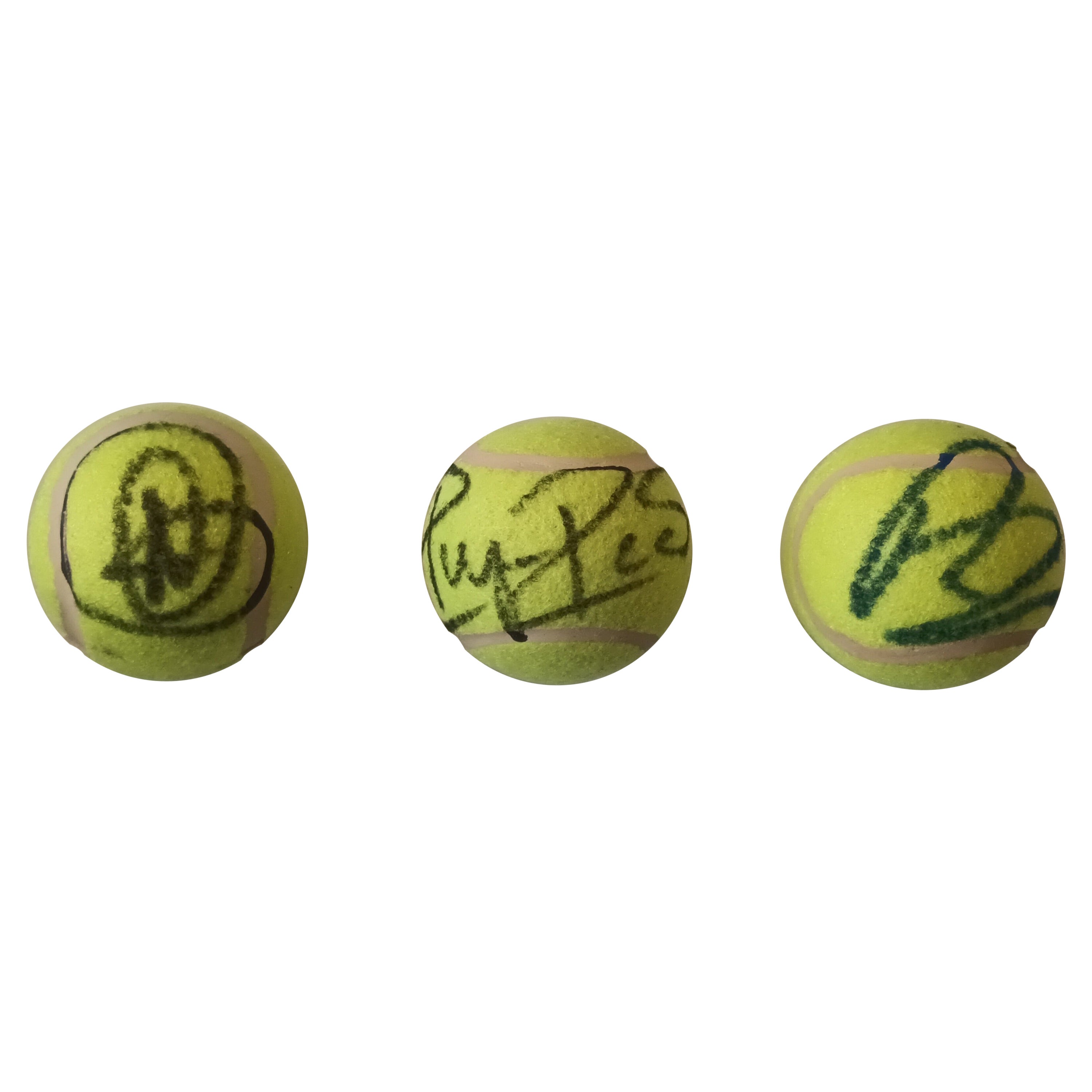Federer, Nadal and Djokovic Autographed Tennis Balls