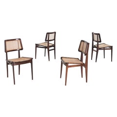 Set di 4 sedie da pranzo in palissandro e canna Carlo Hauner e Martin Eisler, 1955