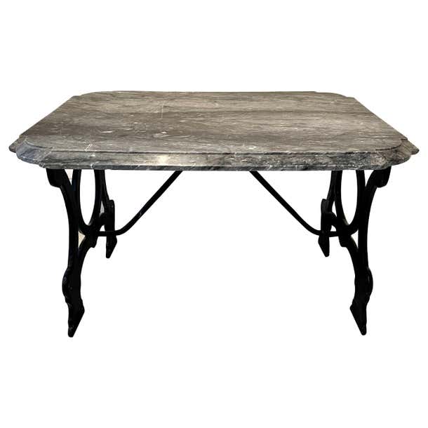 English 19th Century Rectangular Cast Iron Table with Grey Marble Top ...