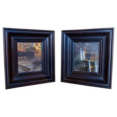 Pair of Mirrors in Dark Rosewood with Antique Glass
