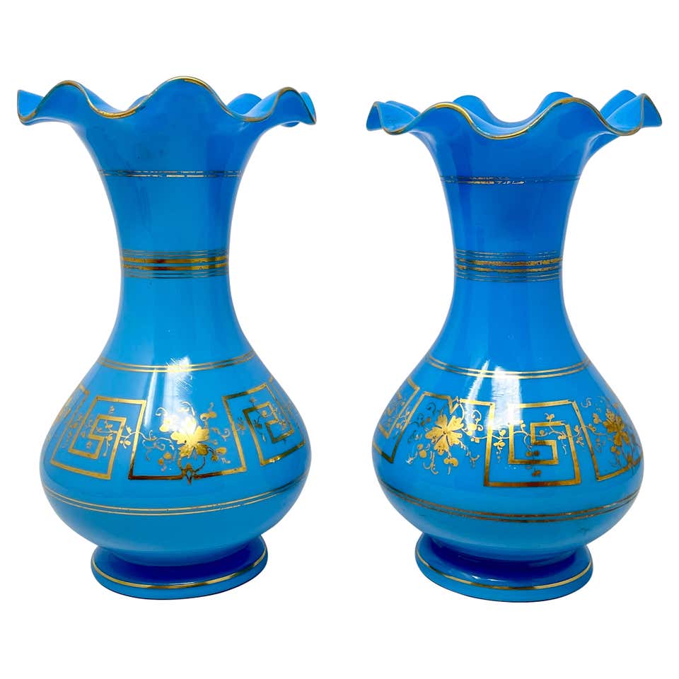 Antique French Blue Opaline Glass Vase at 1stDibs | بارفتن, بلور بارفتن ...