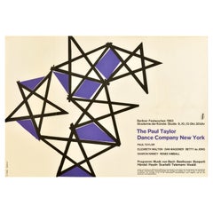 Affiche publicitaire originale vintage The Paul Taylor Dance Company New York Art