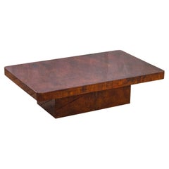 Vintage 20th Century Aldo Tura Low Coffee Table in Wood and Parchment, 1970s