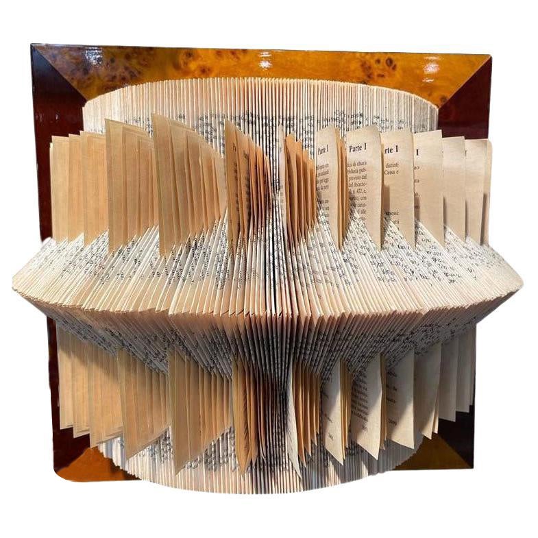 Folded Vintage Book Wall Sculpture, Italy, Contemporary For Sale