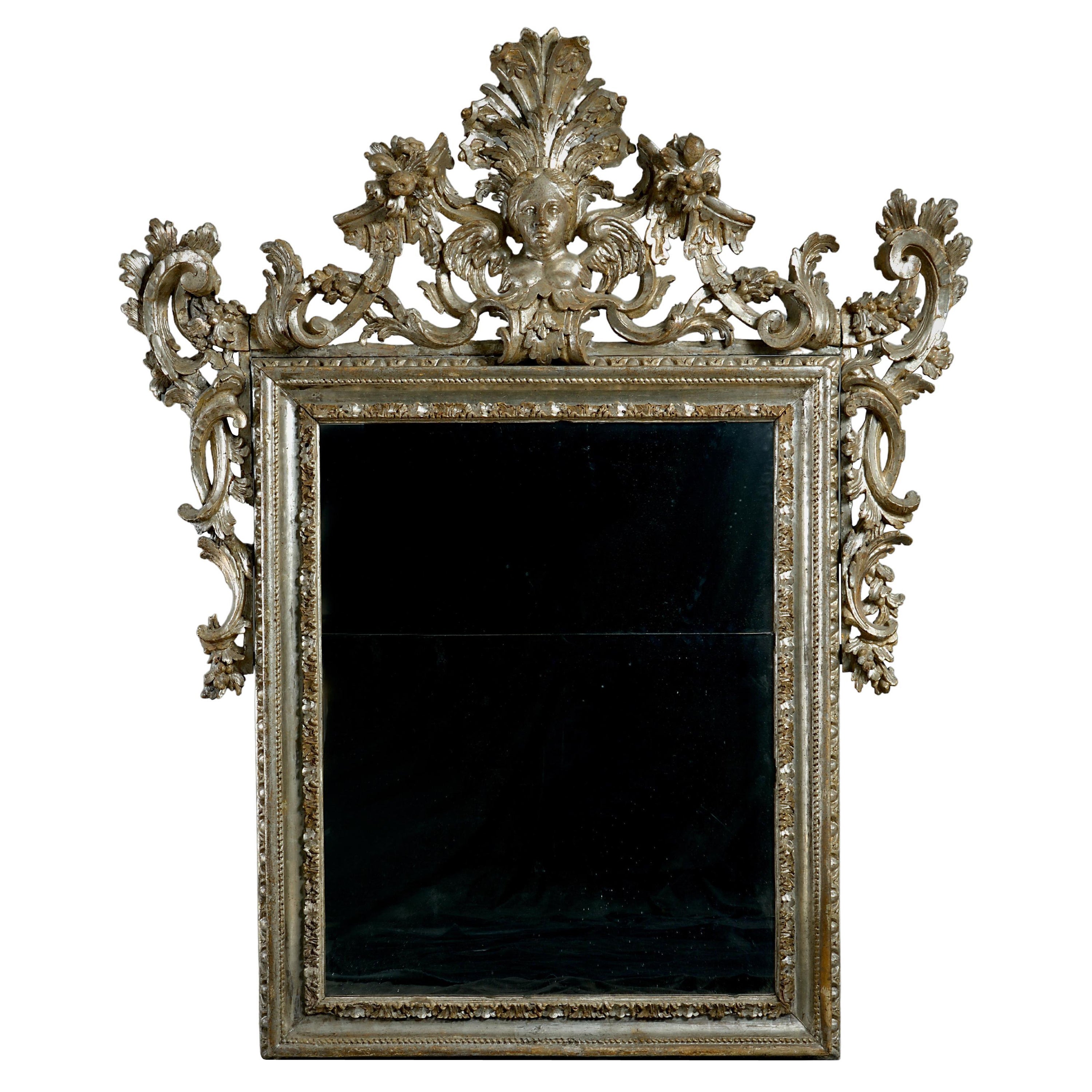Southern Italian Silvered Wood Mirror For Sale